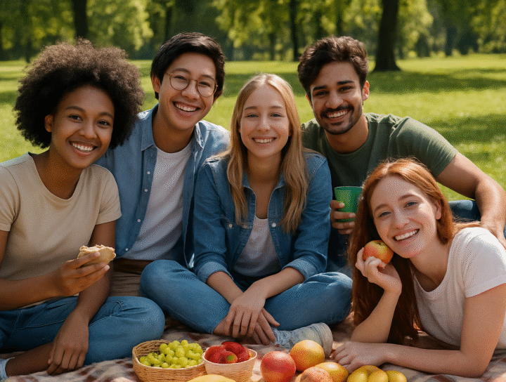 étudiants ulaval pique nique souriant BBQ